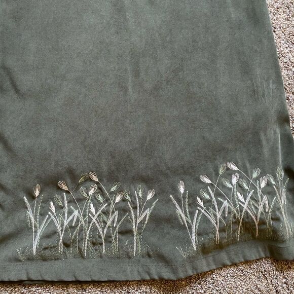 Cracker Barrel Maxi Dress Boho Floral Embroidered Green Size Medium - Picture 4 of 11